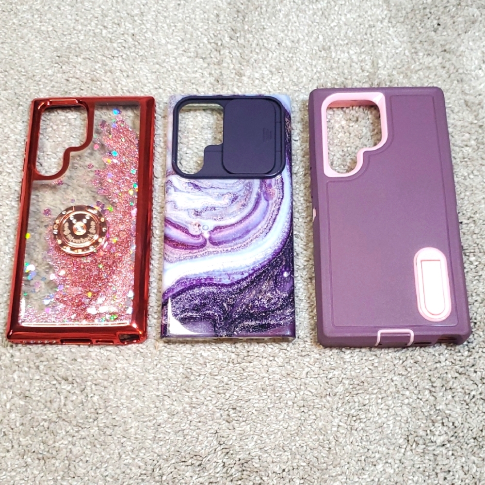 Stylish Phone Case Set - Red, Purple, Pink. Samsung Galaxy S23 Ultra. Gent. Used